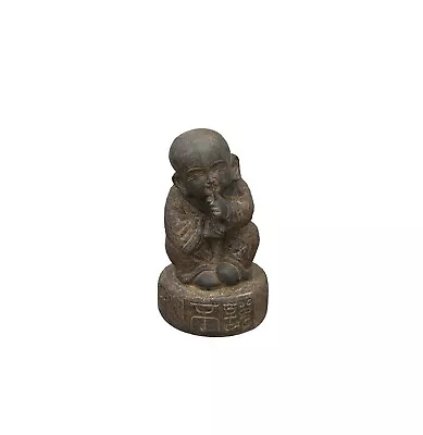 Oriental Gray Stone Little Lohon Monk Covering Mouth Statue Ws3633 • $453.70