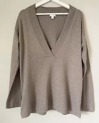 J. Jill Cotton Cashmere Blend V-neck Sweater Size M Tan Brown • $22