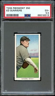 1909-11 T206 Ed Summers DETROIT PIEDMONT 350/25 PSA 5.5 EX+ • $639.20