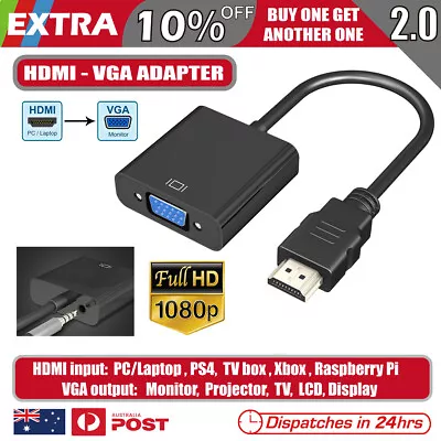 1080P HDMI Male To VGA Female Video Adapter Cable Converter Chipset Built-in • $5.99