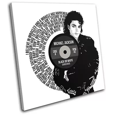 Michael Jackson Black White Lyrics Record Vinyl Song Canvas Wall Art Print • $69.99