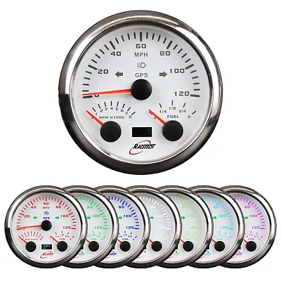 RACETECH 85mm 3 In 1 Electrical GPS Speedometer Tachometer Fuel Level Gauge • $119.99