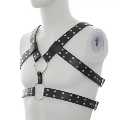 PU Leather Sexy Body Chest Straps Harness Bondage Gay Costume Nightclub Bar Male • £15.98