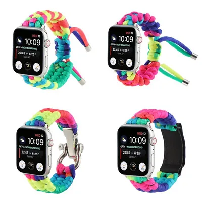 Nylon Rope Wristband Woven Replacement Strap For Apple Watch IWatch 6 5 4 3 2 1 • £7.99