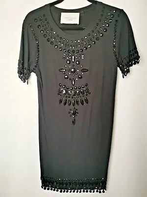 £4.99 • Buy CHRISTOPHER KANE FOR TOPSHOP Black Dress Size 8 Beaded Stretch Embellished