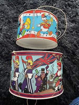 X2 Vintage 70s Mickey Mouse Disney Metal/ Tin Drum With Larger Toy Drum • $37.34