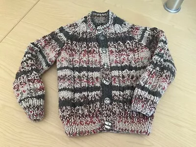 New Hand Knitted Boys Aran Cardigan  24 Inch Chest Approx Age 3-4 • £9.50