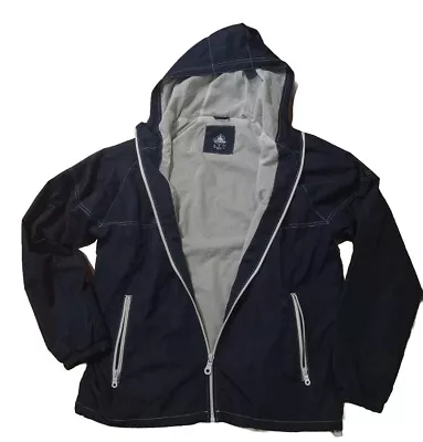 Walt Disney World Jacket Adult Medium Mens Hooded Coat Blue Full Zip Mickey Navy • $23.53