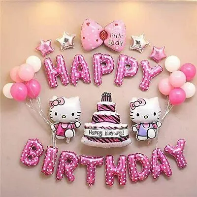 Hot！hello Kitty Birthday Party Decorations Balloon Banner Cake Toppers Set • $31.33