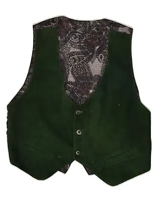 VINTAGE Mens Waistcoat Medium Green Colourblock AT35 • $23