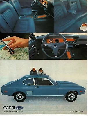 1971 MERCURY Capri Blue Sport Coupe With Inside Views Vintage Print Ad • $8.95
