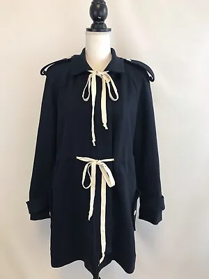 New J.crew Navy White Trim Trench Coat Jacket W/Belted Sz 6 Sample Item New 6 • $50