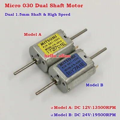 DC 12V 24V High Speed Mini FF-030 Electric Motor Dual Shaft DIY RC Toy Car Train • $1.75