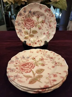 Johnson Brothers Rose Chintz 6-1/4  Dessert Bread Plates Old Pink Mark Set Of 4 • $22