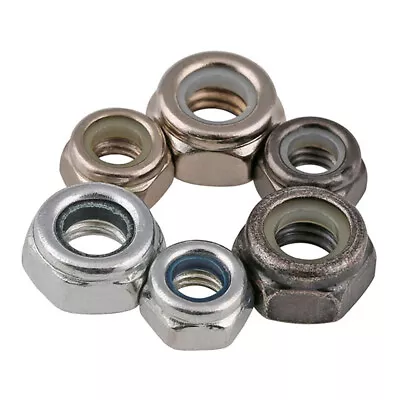 M2-M16 Self-Locking Nut Nylon Insert Hex Lock Nuts Zinc/Nickel-Plated DIN985 • $1.79