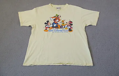 Walt Disney World All The Fun In The World T-Shirt Yellow Size L Made In USA • $11.99