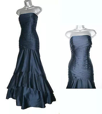 MONSOON UK 12 Navy Glamour Luxury Strapless Mermaid Bridesmaid Maxi Dress £249 • £74.99