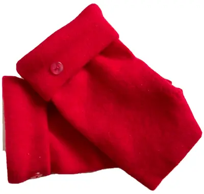 Fingerless Gloves Red 100% Merino Wool S - M Small - Medium Mittens Women's Cuff • $33.98