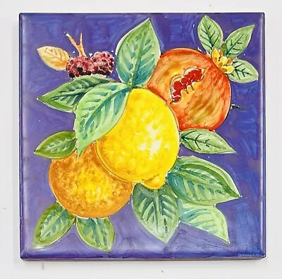 Vietri Pottery - 6’’ X 6’’ Lemon Tile Made By Hand In Italy • $39.99