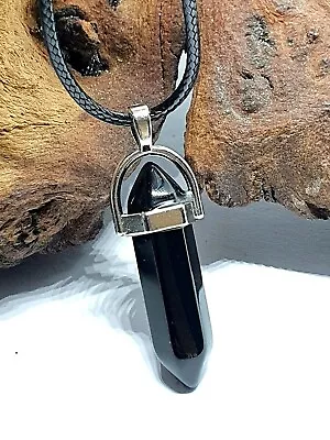 £3.95 • Buy Obsidian Point Necklace Pendant Gemstone Crystal Healing Chakra Stone Tie Cord 