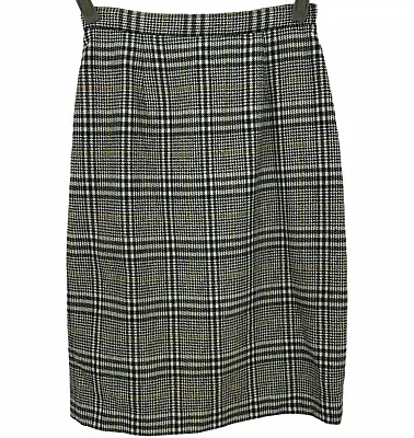 Vintage Womens Pencil Skirt Glen Plaid Preppy Academia Wool Blend Size S • $39.85