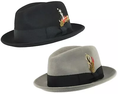 Mens Or Womens C-Crown Trilby Hat 100% Wool Crushable Felt Fedora Homburg • £22.99