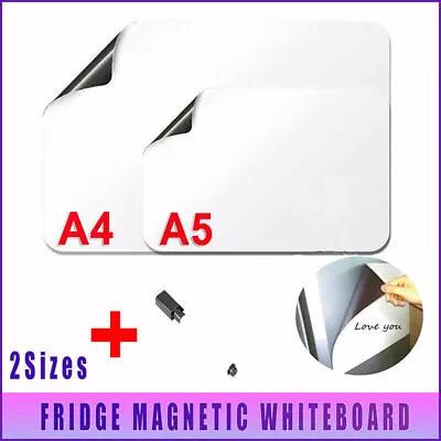 A4 A5 Fridge Magnetic Whiteboard + Board Pen Marker Eraser Memo Reminder Magnet • $7.71