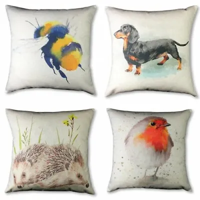 £7.75 • Buy Handmade Cushion Cover  Bee Robin Hedgehog Dachshund Pug Cat Dog Horse Duck Hen 