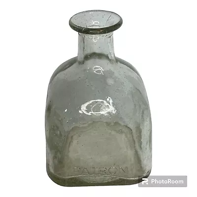 Vintage Patron Tequila Empty Clear Bubbled Glass Liquor Bottle 6.5  Vase Decor • $10.99