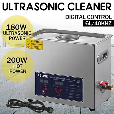 Commercial 6L Ultrasonic Cleaner Sonic Cleaning Industry Heated W/Timer 304 SUS • $102.90