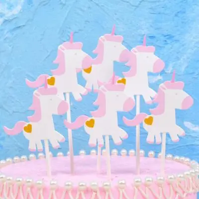 $12.95 • Buy Pink Unicorn Cupcake Cake Toppers With Gold Heart Food Picks Party Decorations