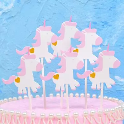 $12.95 • Buy Pink Unicorn Cupcake Cake Toppers With Gold Heart Food Picks Party Decorations