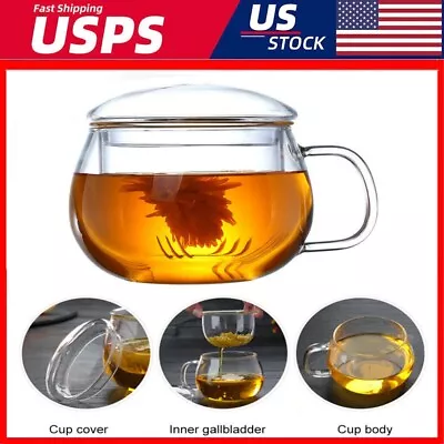 350ml Heat Resistant Tea Mug With Filter Glass Tea Cup With Lid And Infuser New • $16.83