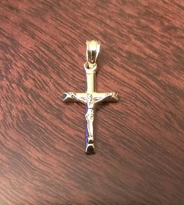 14k Gold Two-tone Hollow Crucifix Cross Charm Pendant (men/women)  -  1 Inch • $78.50