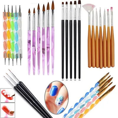 3-20 Pcs Nail Art Gel Design Pen Painting Polish Brush Dotting Drawing Tools Set • $11.97