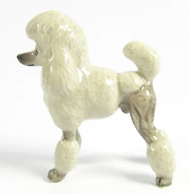Miniature Ceramic Hand Painted White/Grey Poodle Standing Dog - Lion Cut • $17.94