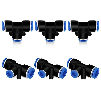 Push To Connect Fittings 3/8  X 1/4  X 3/8  OD Reducing Tee 6 PCS Air Line Fitt • $15.80