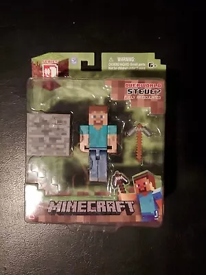 Minecraft Overworld Steve Pickaxe Coal Block New In Package Action Figures • $6