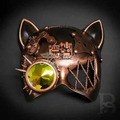 Gatto Cat Steampunk Goggle Mask Copper M39573 • $25.50