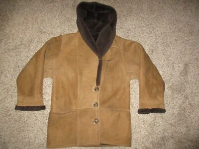 £98.84 • Buy VTG Ardney Shearling Sheepskin Suede Lambskin Brown Coat WOMEN SZ 10 HOODED