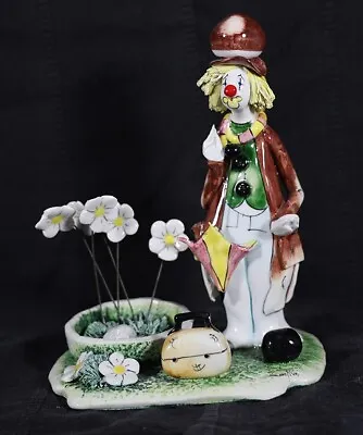 Zampiva Clown Figurine With Flowers.  Made In Italy. Perfect Condition • $15
