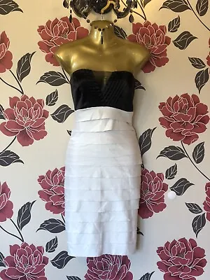 £5 • Buy Jane Norman Black And White Ruffle Wiggle Dress Sweet Heart Neckline 12