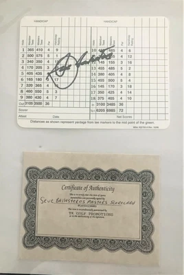 £200 • Buy SEVE BALLESTEROS HAND SIGNED Augusta MASTERS GOLF SCORE CARD VERY RARE