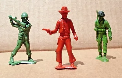 3 Vintage MPC Plastic Stand-up Toy Figures Military / Western • $6.23