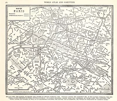 1938 Antique PARIS France Street Map Wall Decor City Map Of Paris France 706 • $16.16