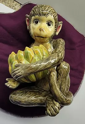 Majolica Artisan OOA - Monkey W/Bananas Signed 1999 Majolica Wares Inc. USA • $160