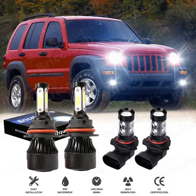 For Jeep Liberty 2002 2003 2004 2005 2006 2007 4-Side LED Headlights + Fog Bulbs • $24.17