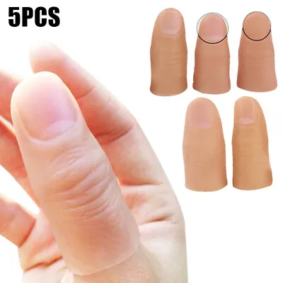 5pcs Finger Magic Trick Fake Soft Thumb Tip Close Up Stage Show Prop Prank Toy • $10.41