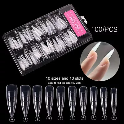 100 Pcs Nail Dual Forms Clear Full Cover Quick Building Gel Mold Tips Nail Tools • $6.22