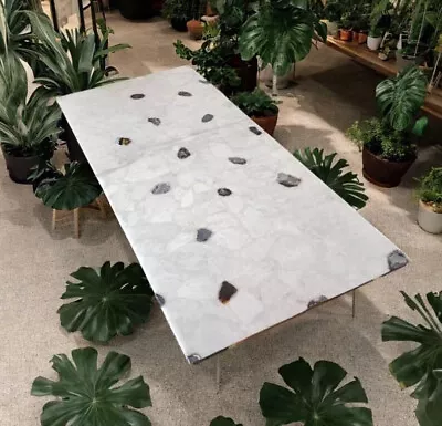 White Quartz Countertop Slab / Quartz Outdoor Table Top / Mid Century Modern Art • $3177.90